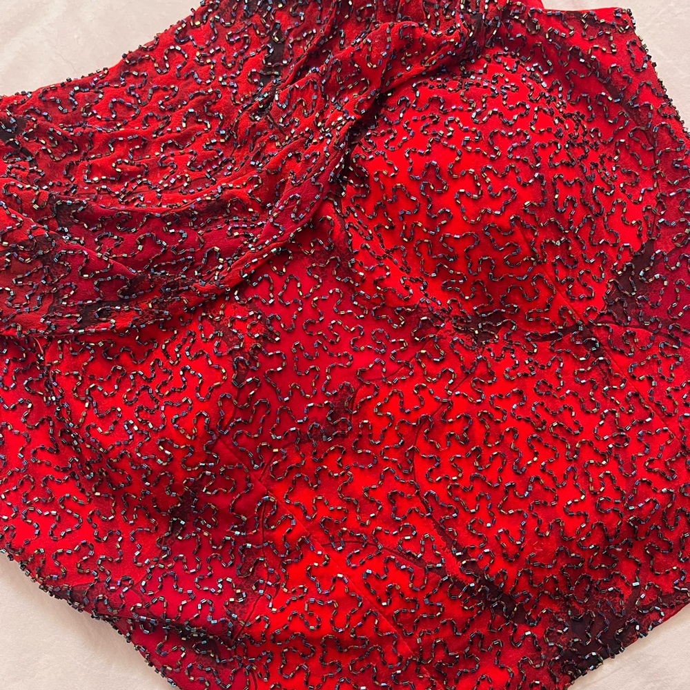 Cache Red And Black Beaded Top - image 4